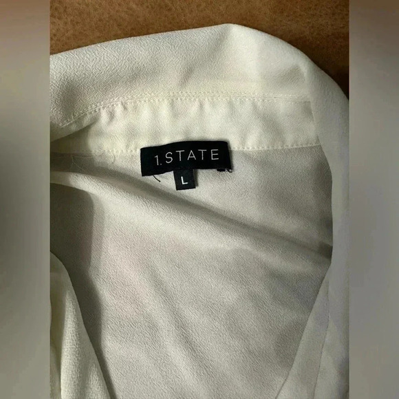 1. State Women’s Cream Button Down Collared Blouse Size Large - Picture 5 of 7